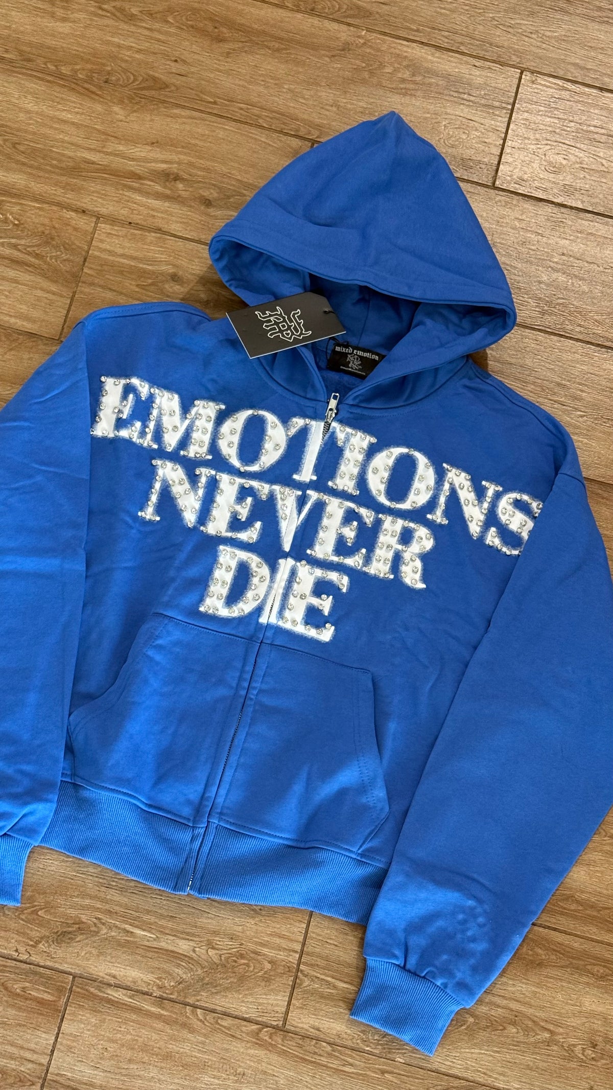 Mixed Emotions "Emotions Never Die" Hoodie Zipper Azul