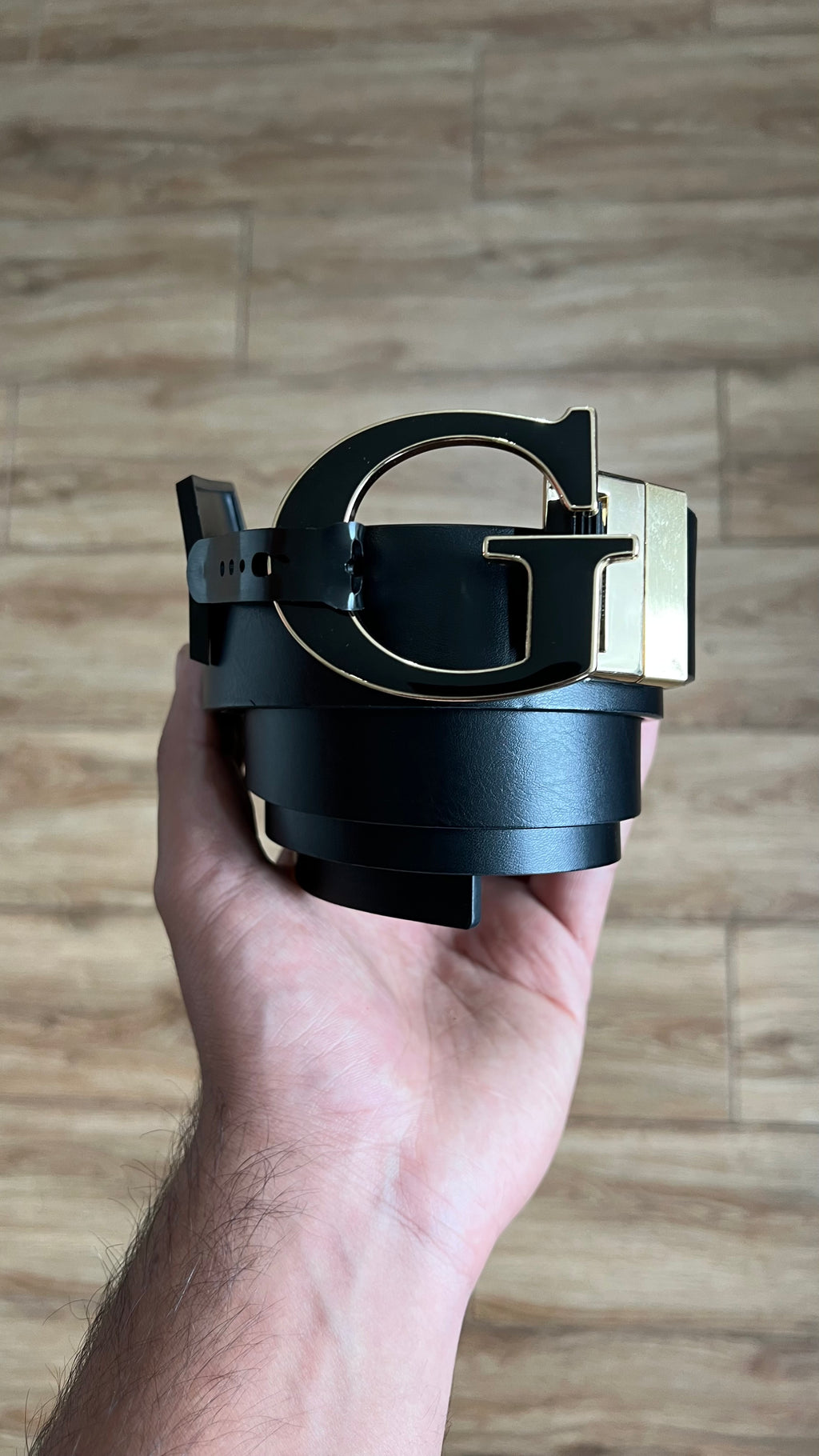 Guess G Logo Black Gold Reversible Belt