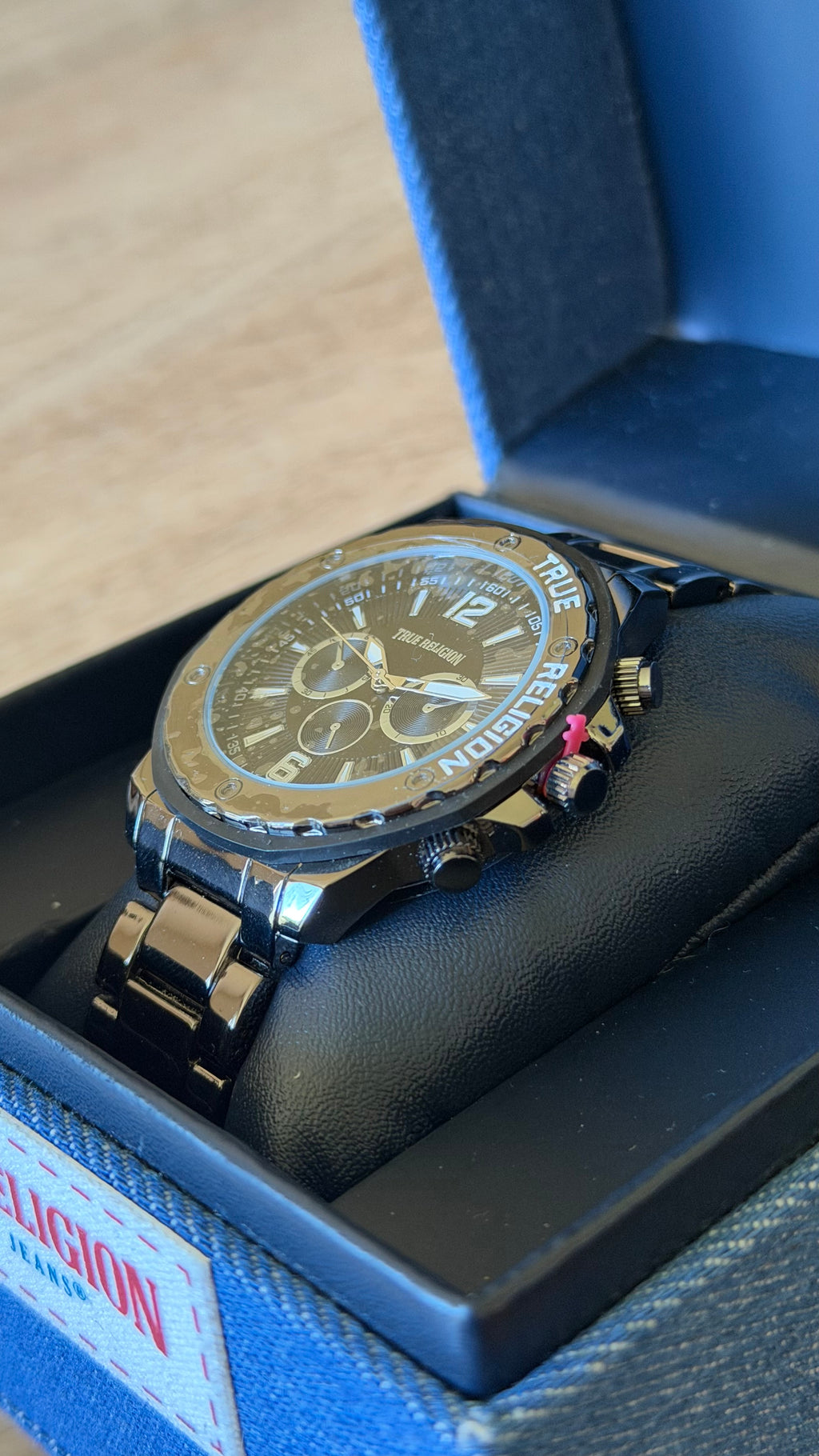 True Religion Analog Watch Silver Black Face