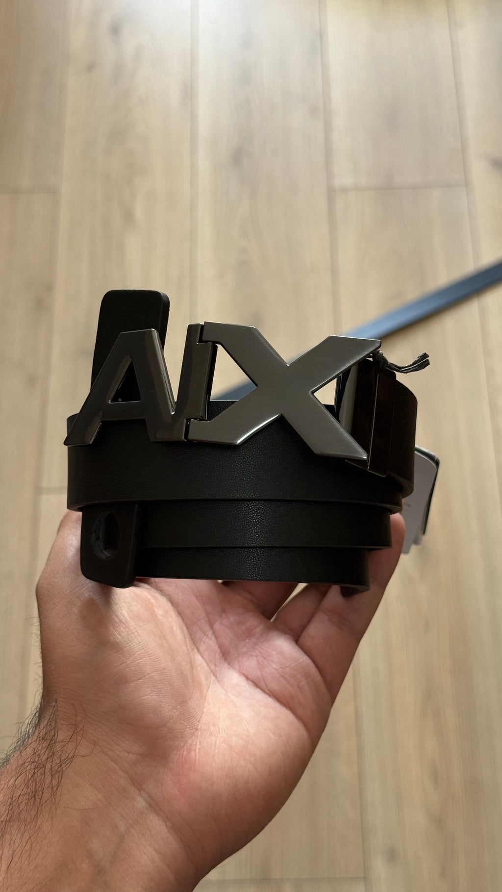 Armani Exchange Black Reversible Leather Belt