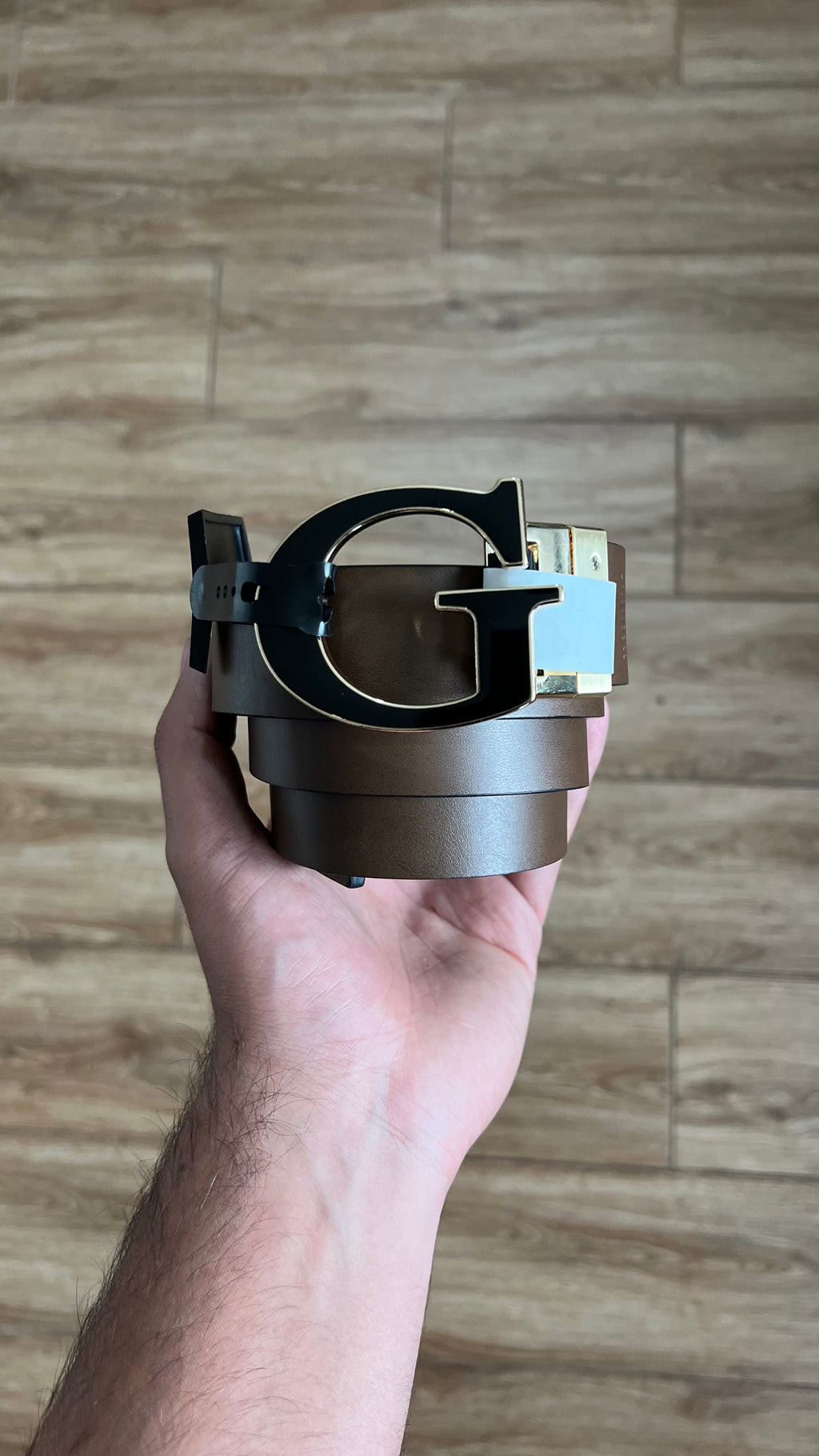Guess G Logo Black Gold Reversible Belt