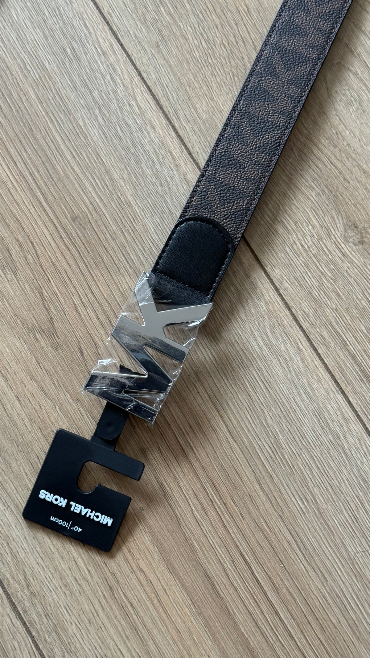 Cinturón MK Silver Logo Brown