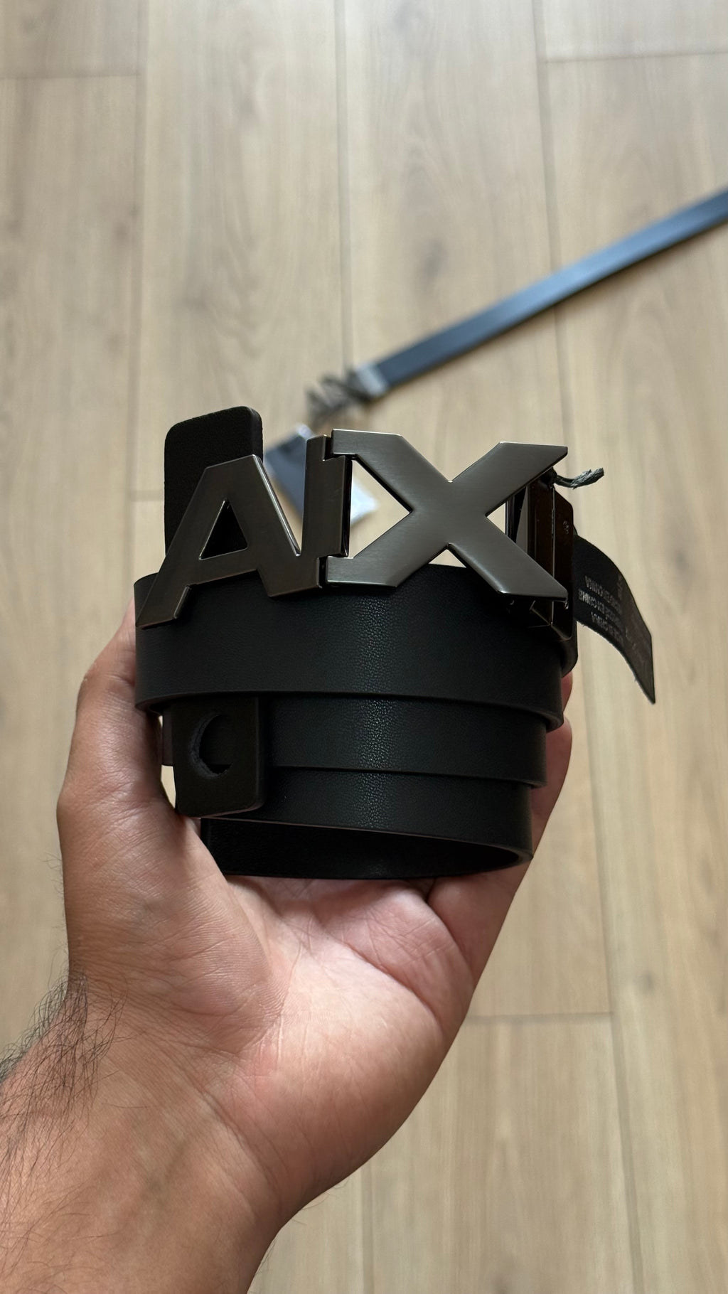 Armani Exchange Black Reversible Leather Belt