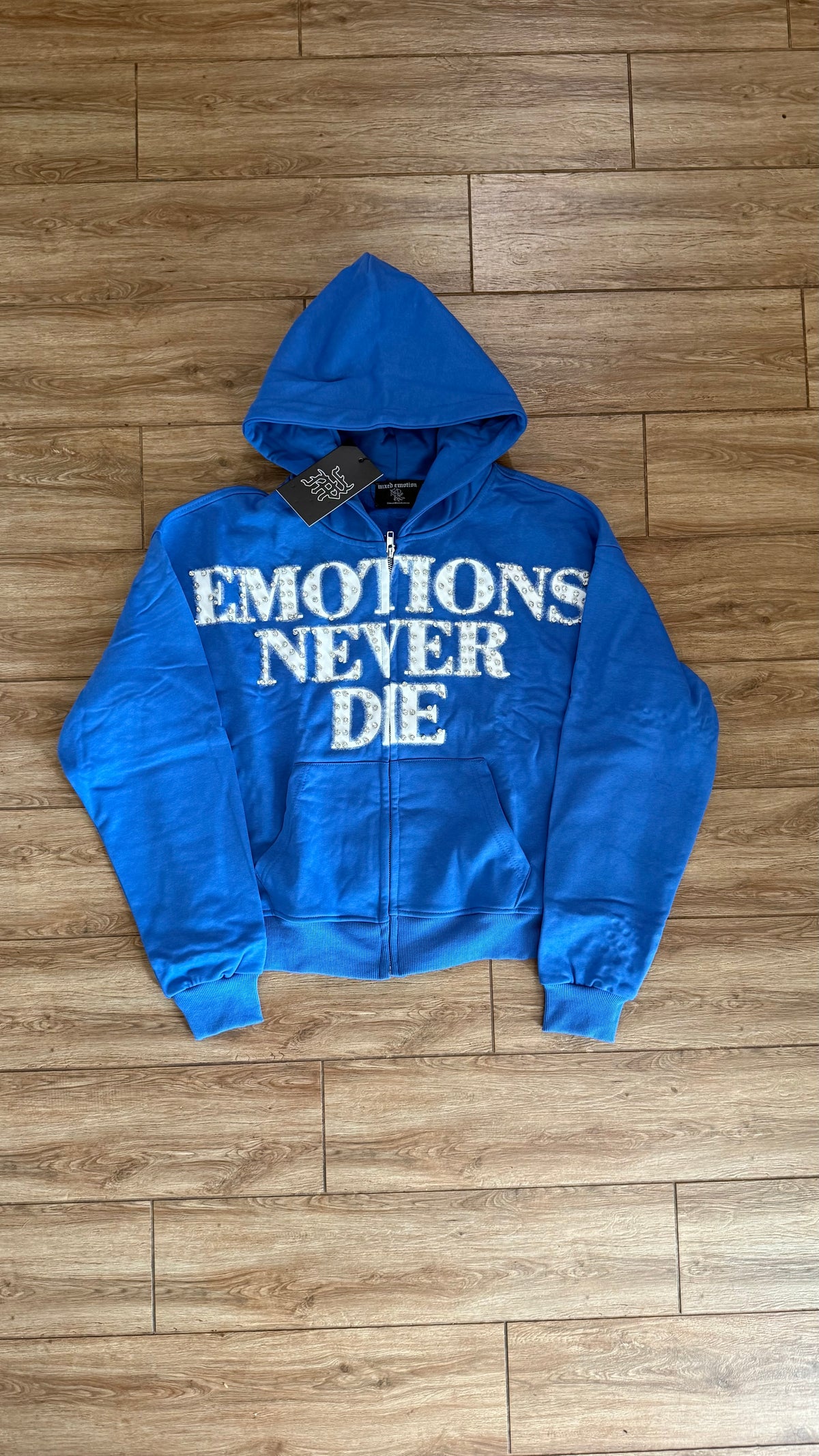 Mixed Emotions "Emotions Never Die" Hoodie Zipper Azul