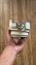 MK White Leather Belt