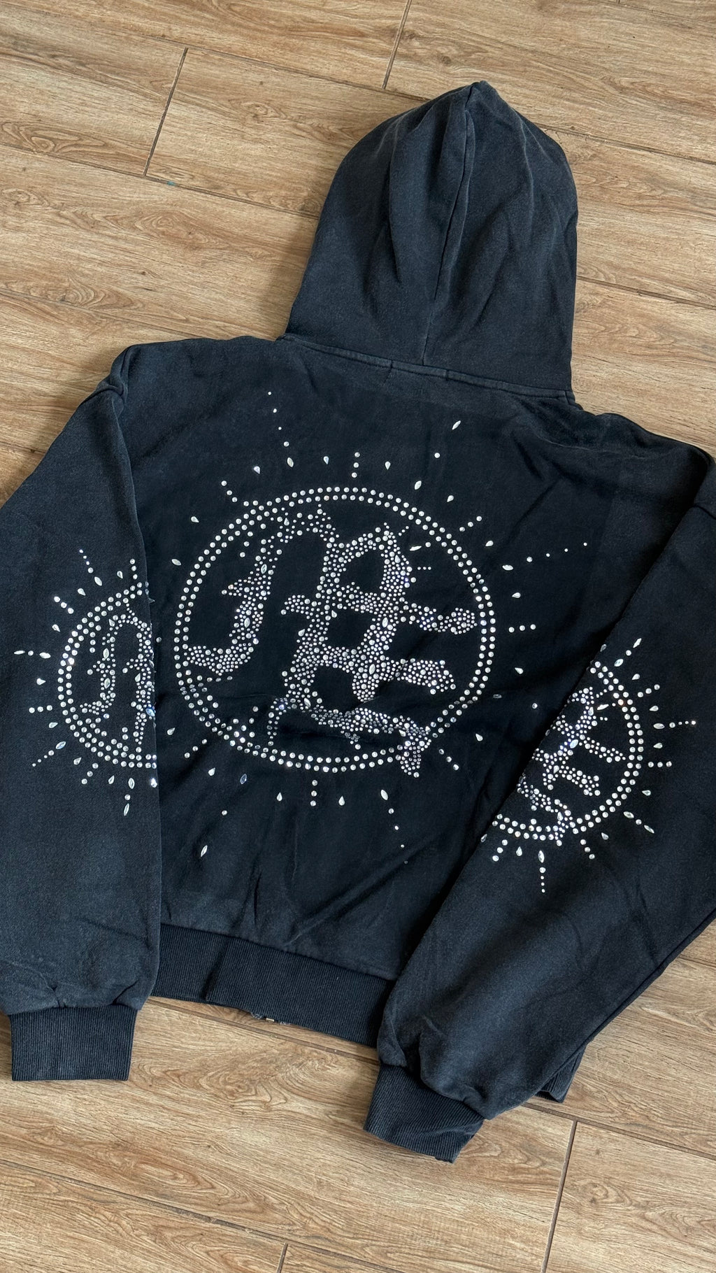 Mixed Emotions Eclipse Rhinestone Hoodie Zipper