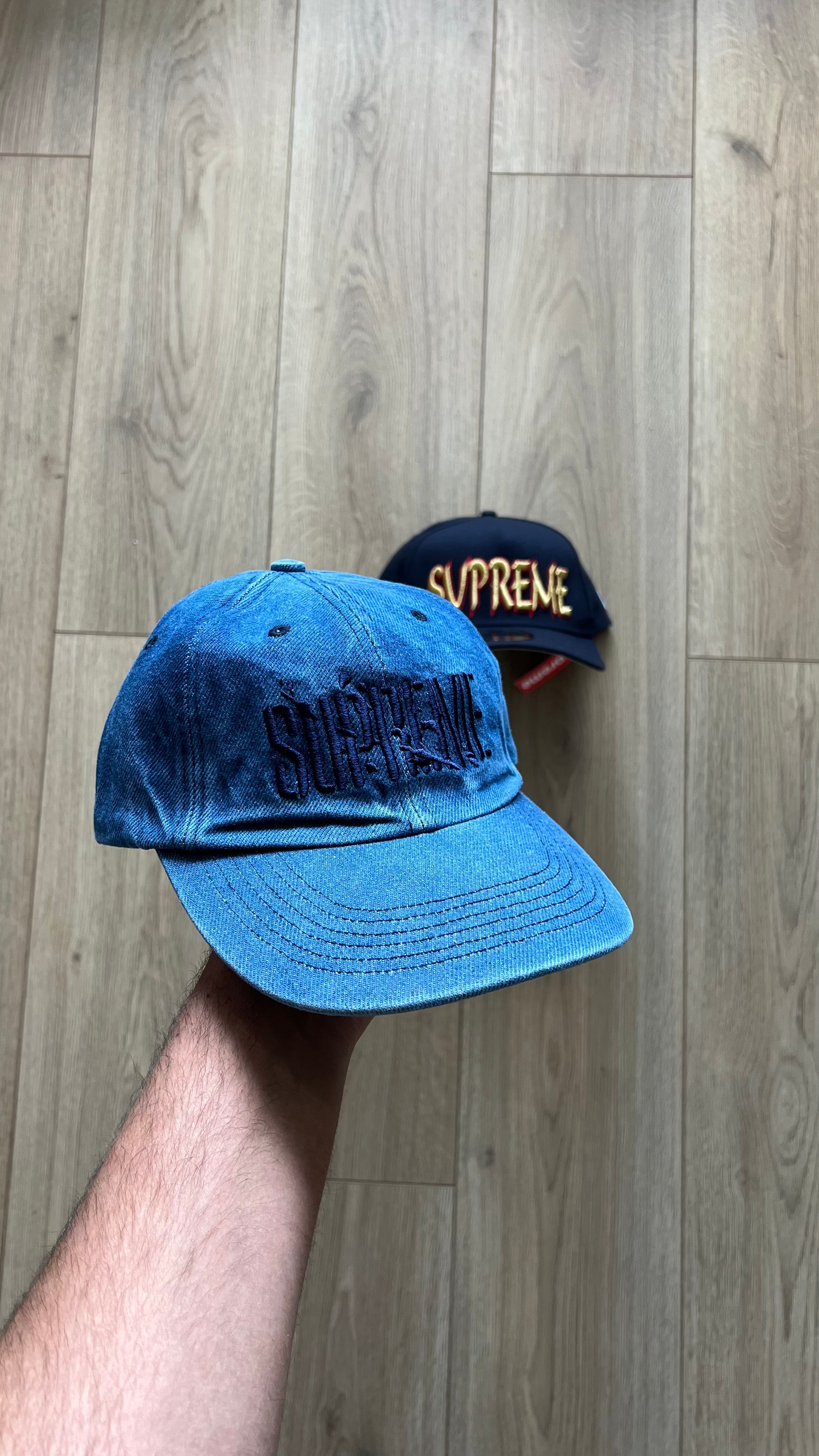 Supreme Splatter 6-Panel Denim Blue