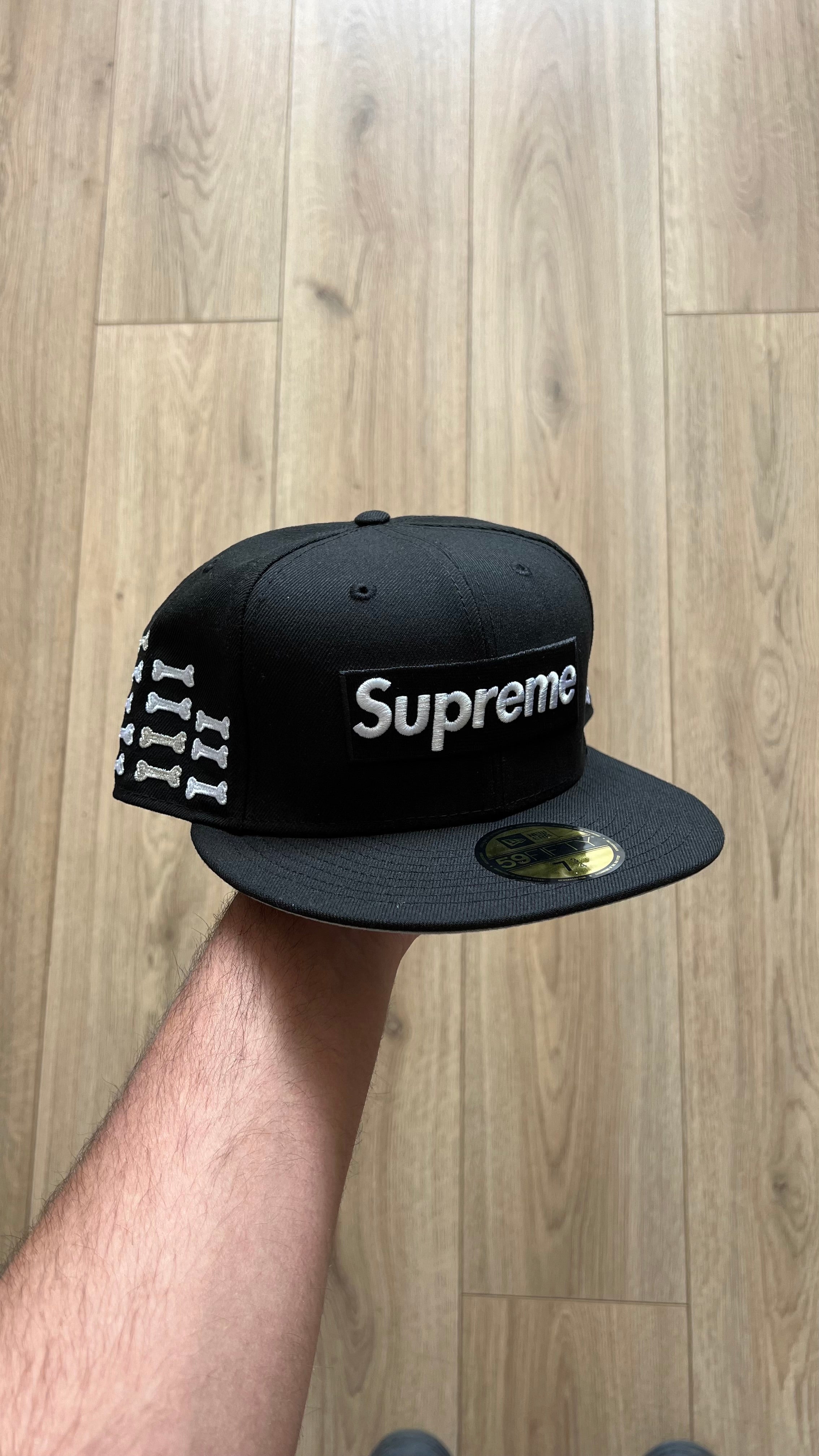 Supreme Bones Box Logo New Era 59Fifty Fitted Hat Black