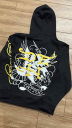 Ed Hardy Flame Skull Graphic Tattoo Black Hoodie