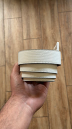 MK White Leather Belt