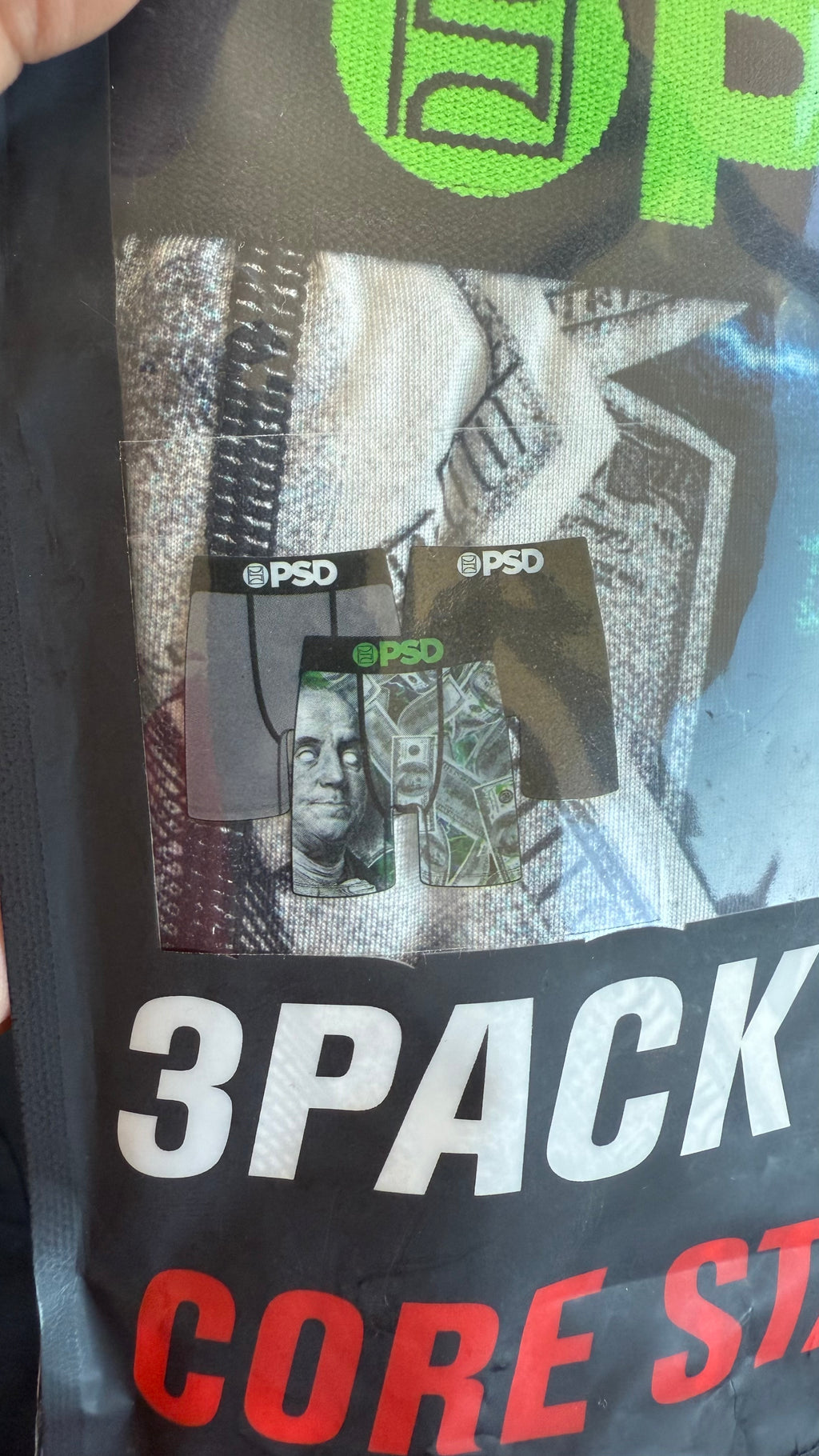 Pack de 3 Boxers PSD - Benjamin Franklin Black/Green