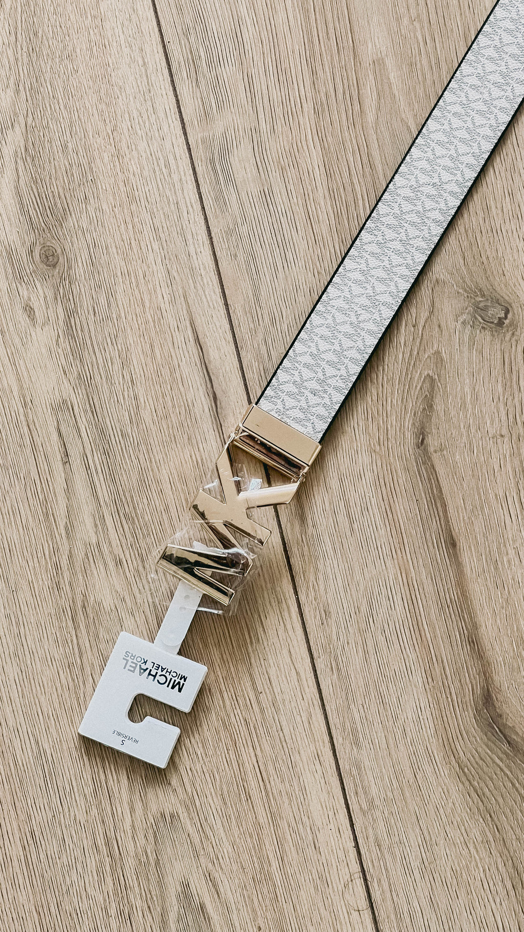 Cinturón MK Monograma White Reversible Brown