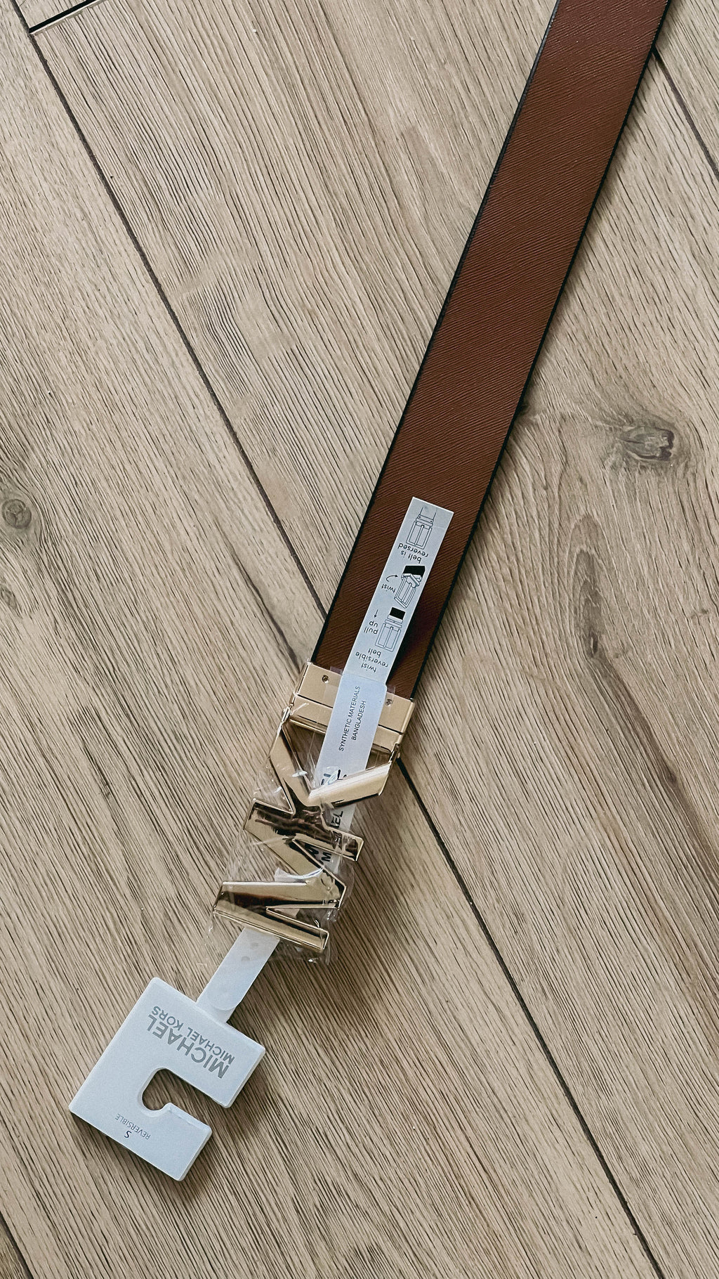 Cinturón MK Monograma White Reversible Brown