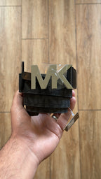 MK Multilogo Black Leather Silver Logo