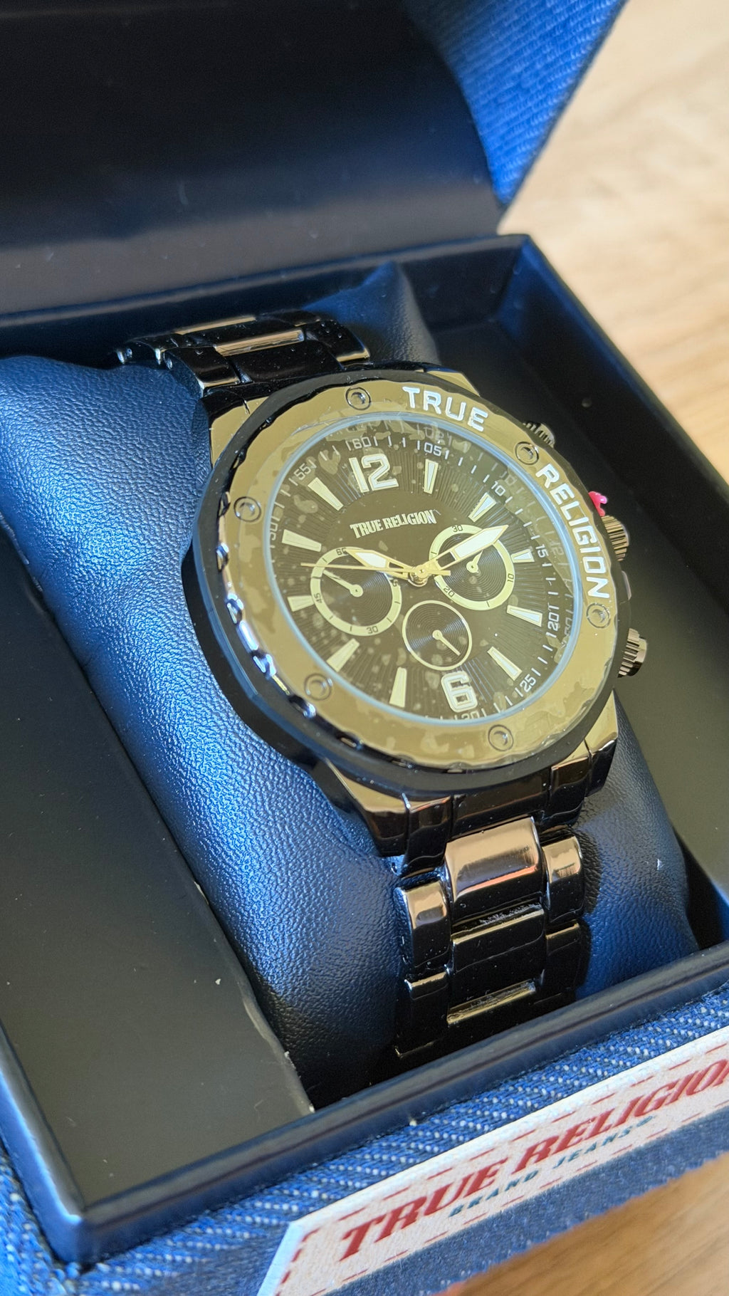 True Religion Analog Watch Silver Black Face