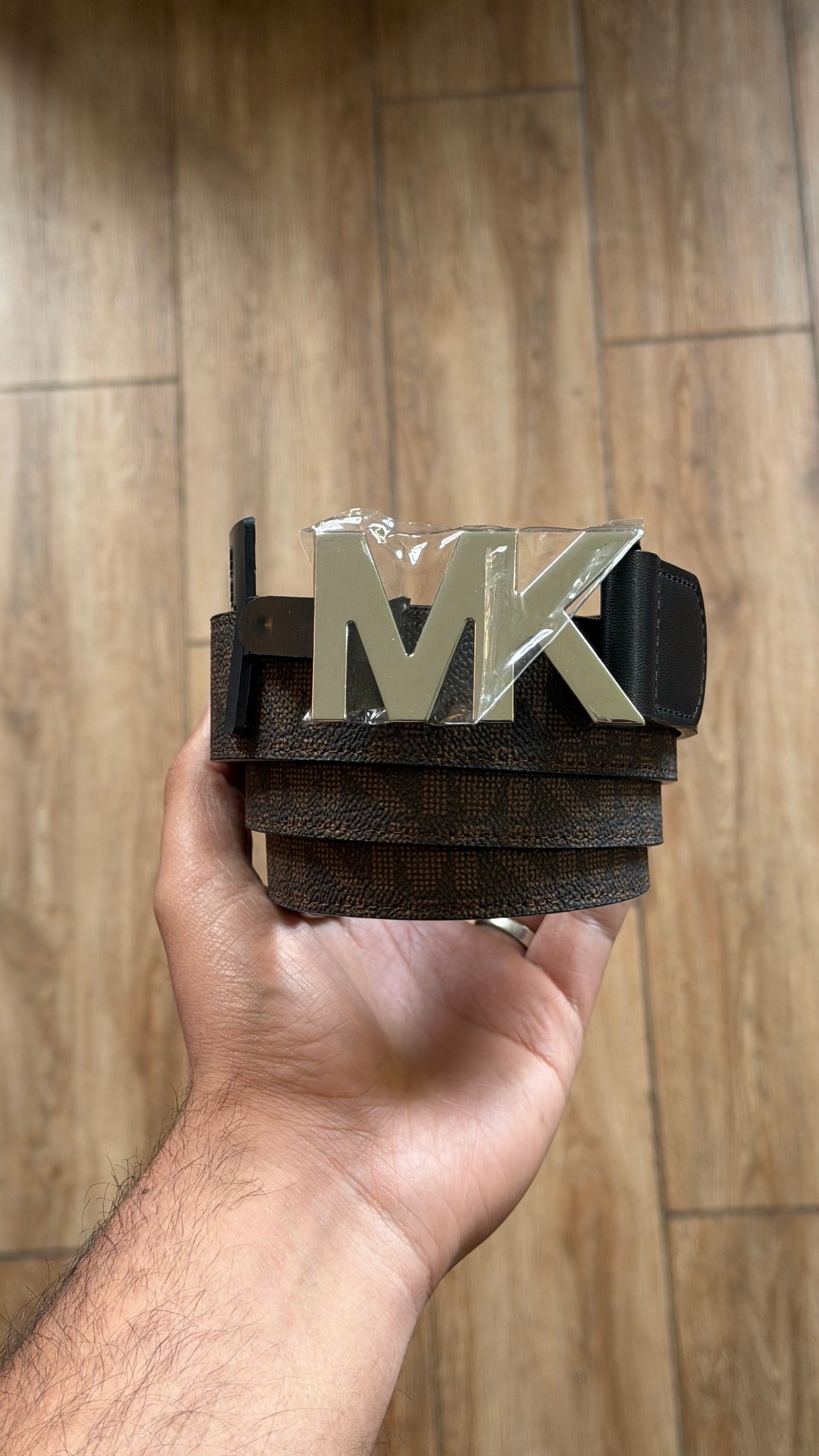 MK Multilogo Brown Leather Belt