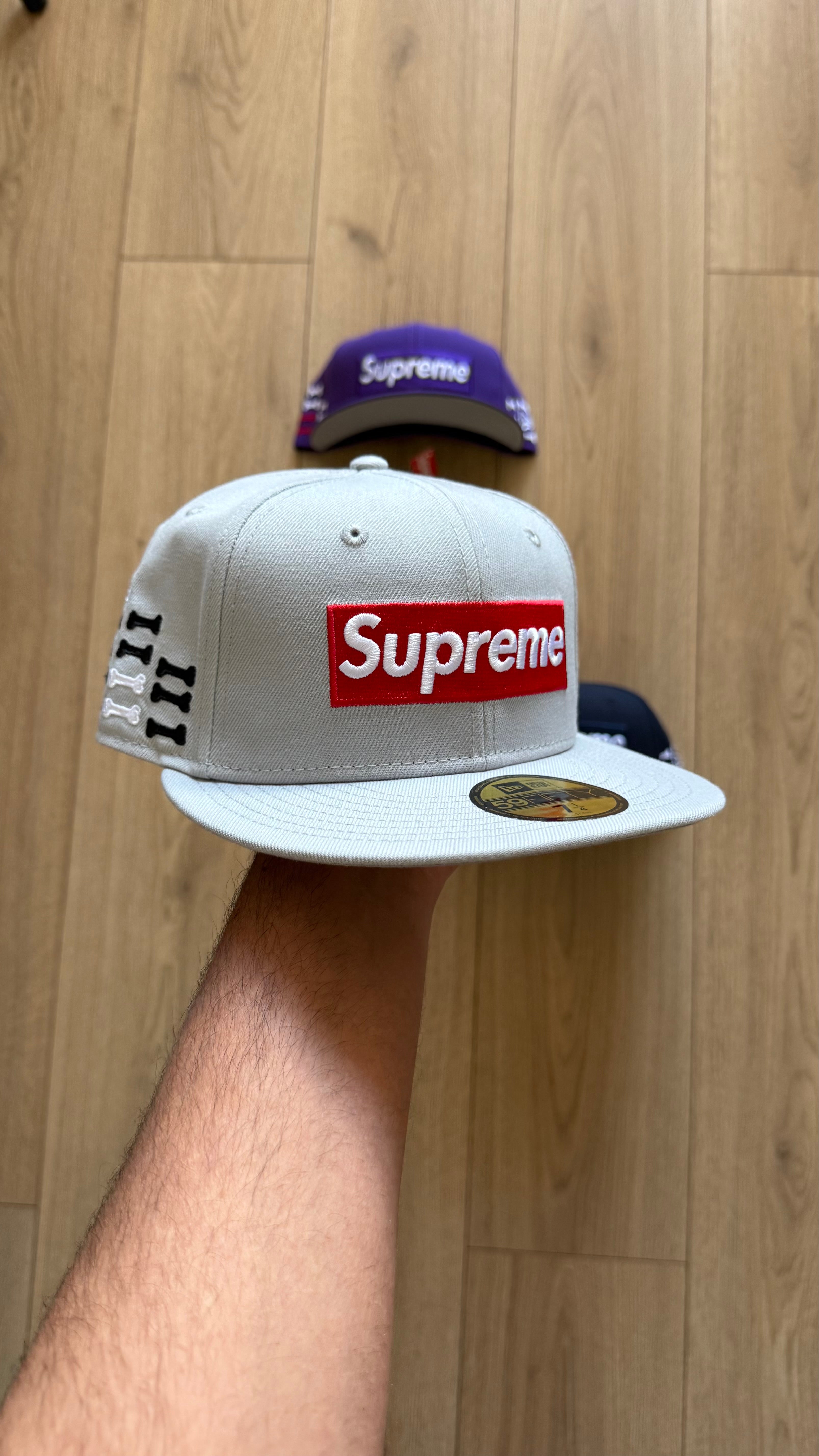 Supreme Bones Box Logo New Era 59Fifty Fitted Grey