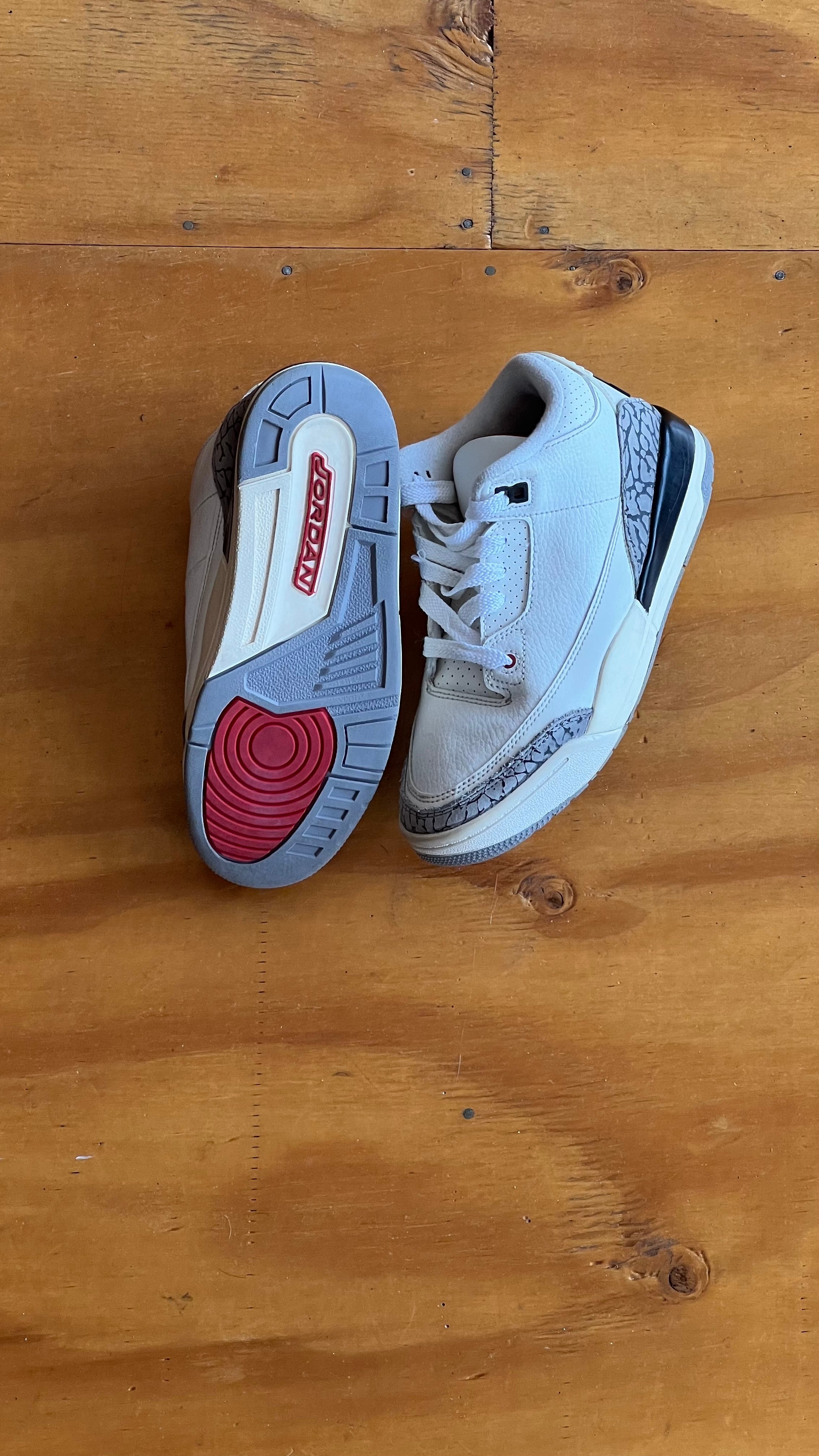 Air Jordan 3 white cement niño