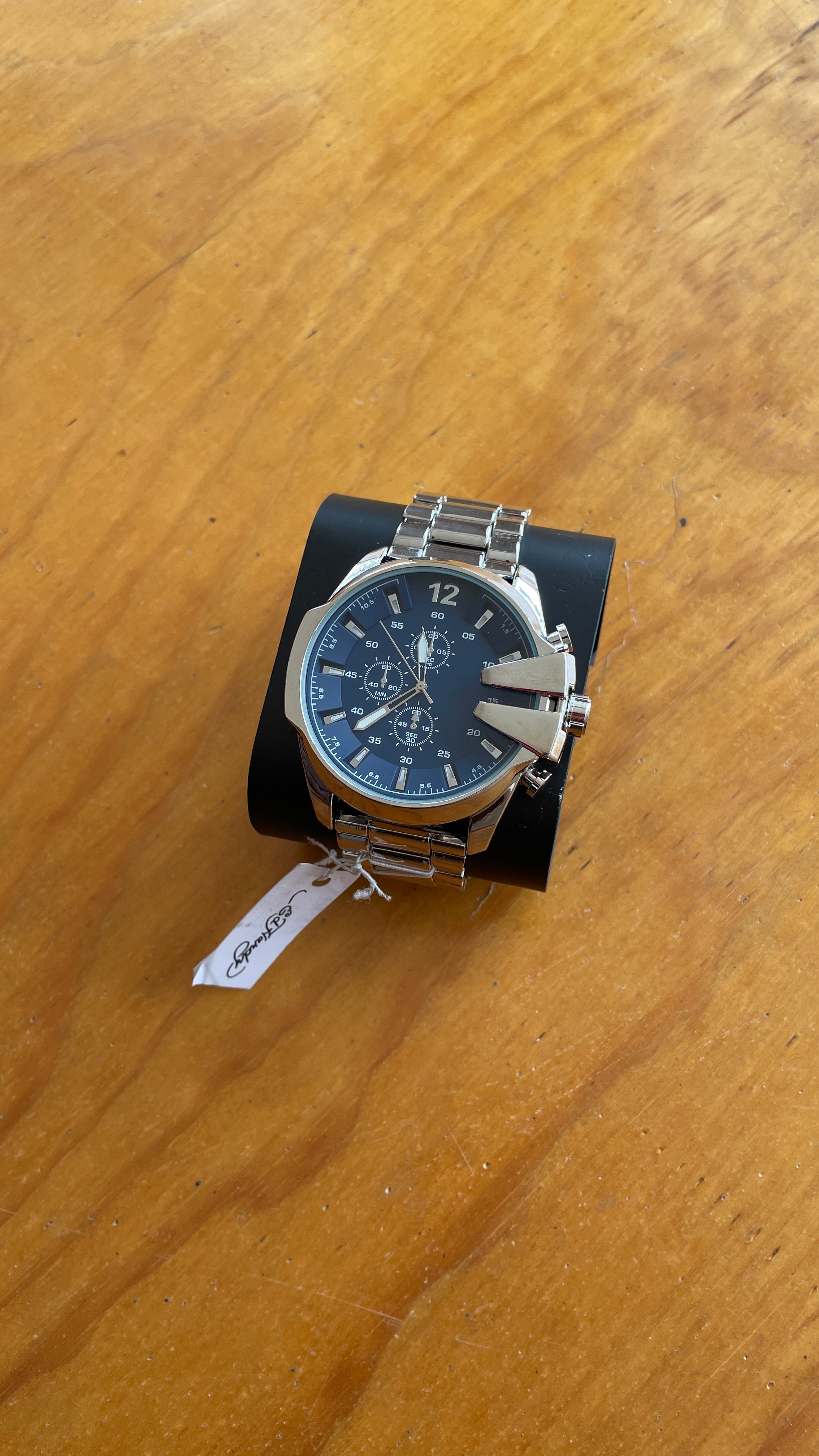 Ed Hardy Watch Blue Dial Chronograph Stainless Steel Band Mens Designer
