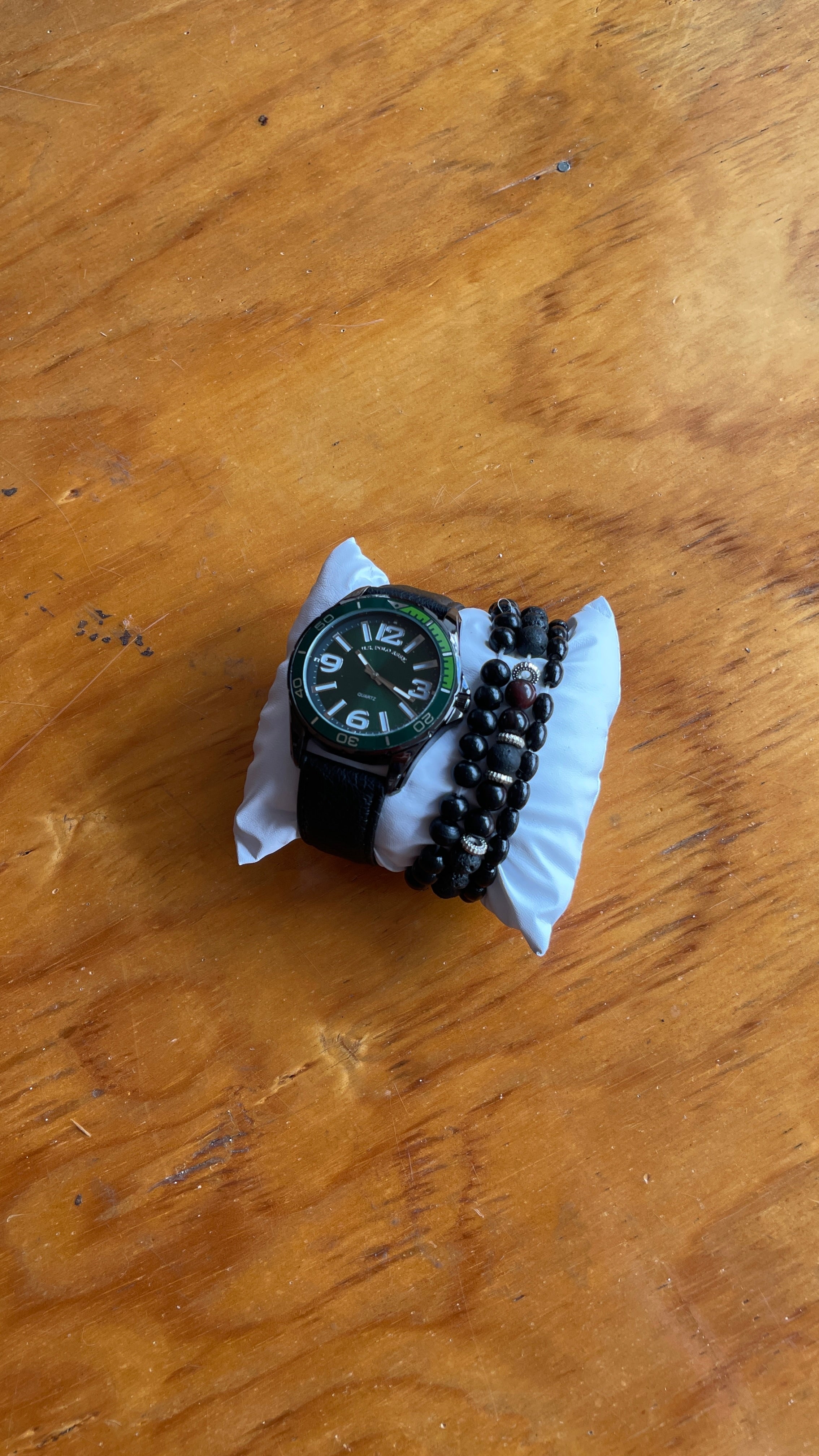 U.S. Polo Assn Watch Green dial Black leather