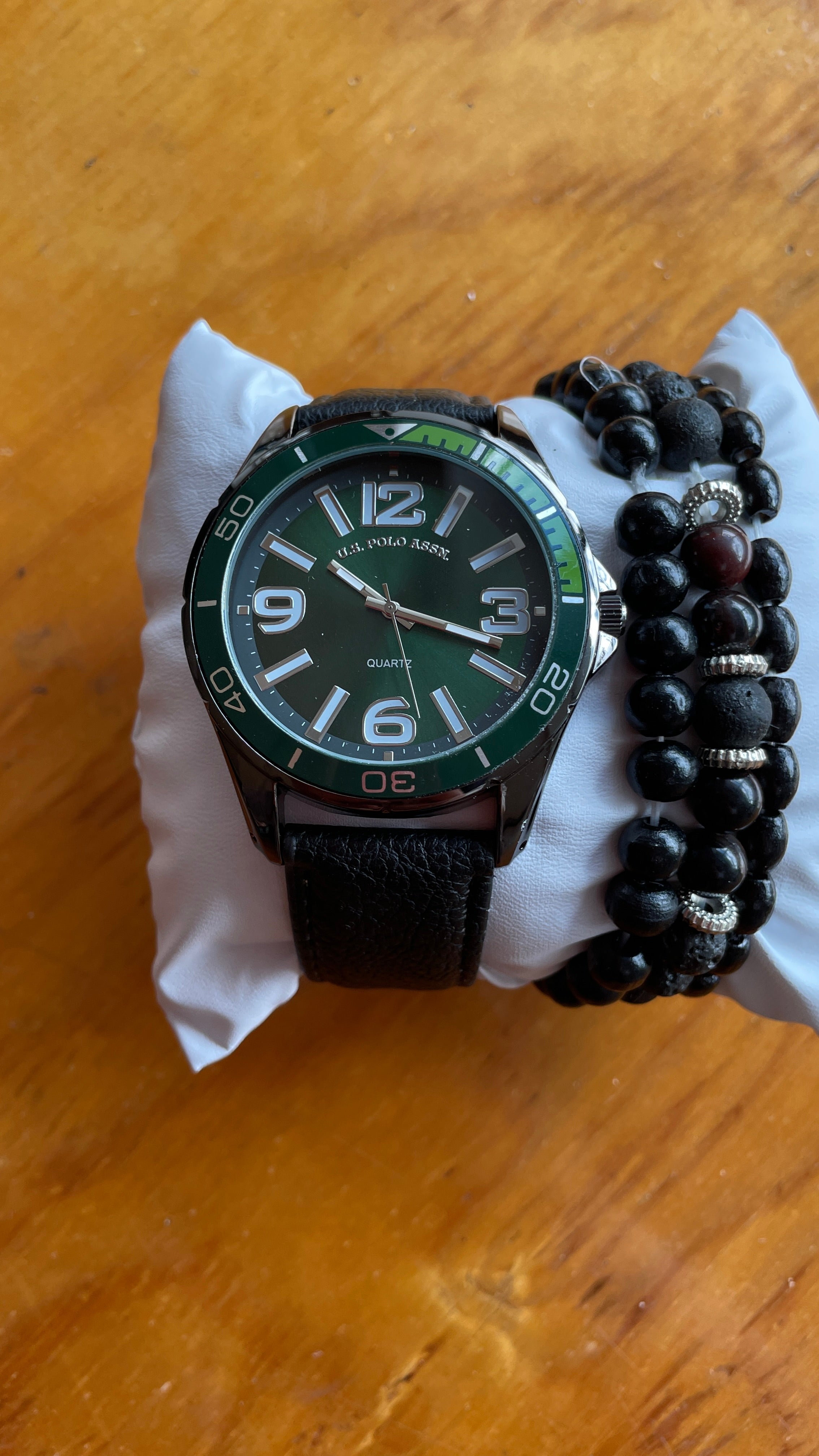 U.S. Polo Assn Watch Green dial Black leather