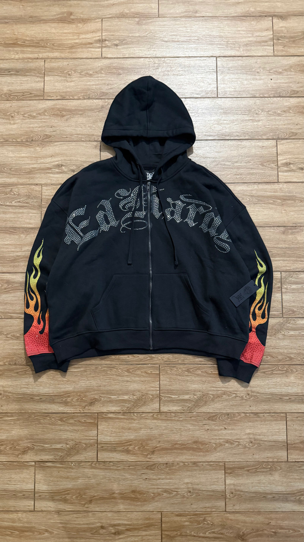 Ed Hardy Flames Skull Black Hoodie Full Zip