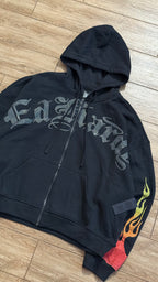 Ed Hardy Flames Skull Black Hoodie Full Zip