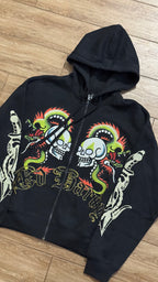 Ed Hardy Snake Skull Black Full Zip