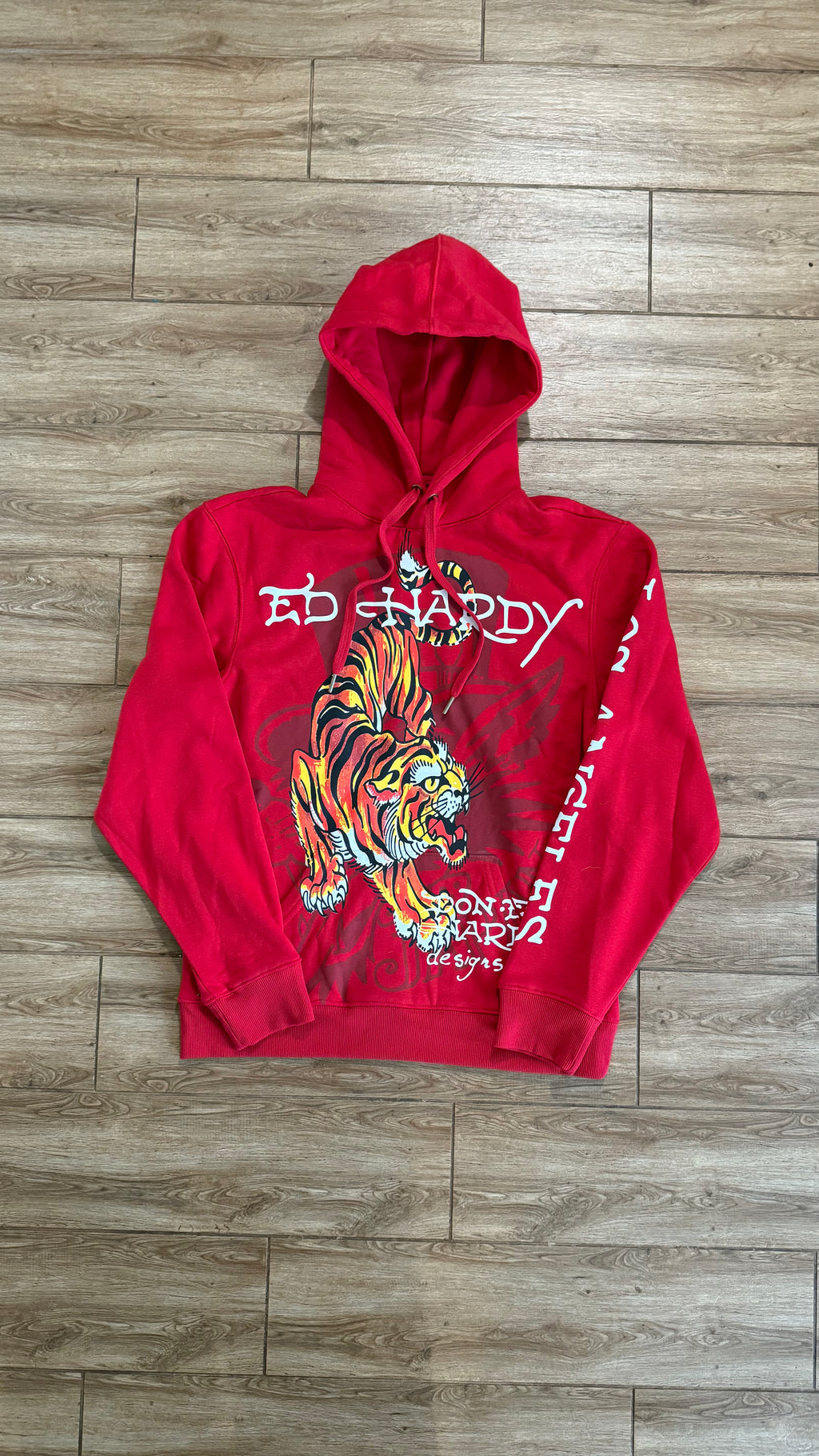 Ed Hardy Tiger Tattoo Design Graphic Red Hoodie