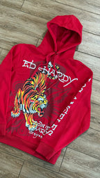 Ed Hardy Tiger Tattoo Design Graphic Red Hoodie