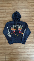 Ed Hardy Dragons Sunfade Navy Full Zip