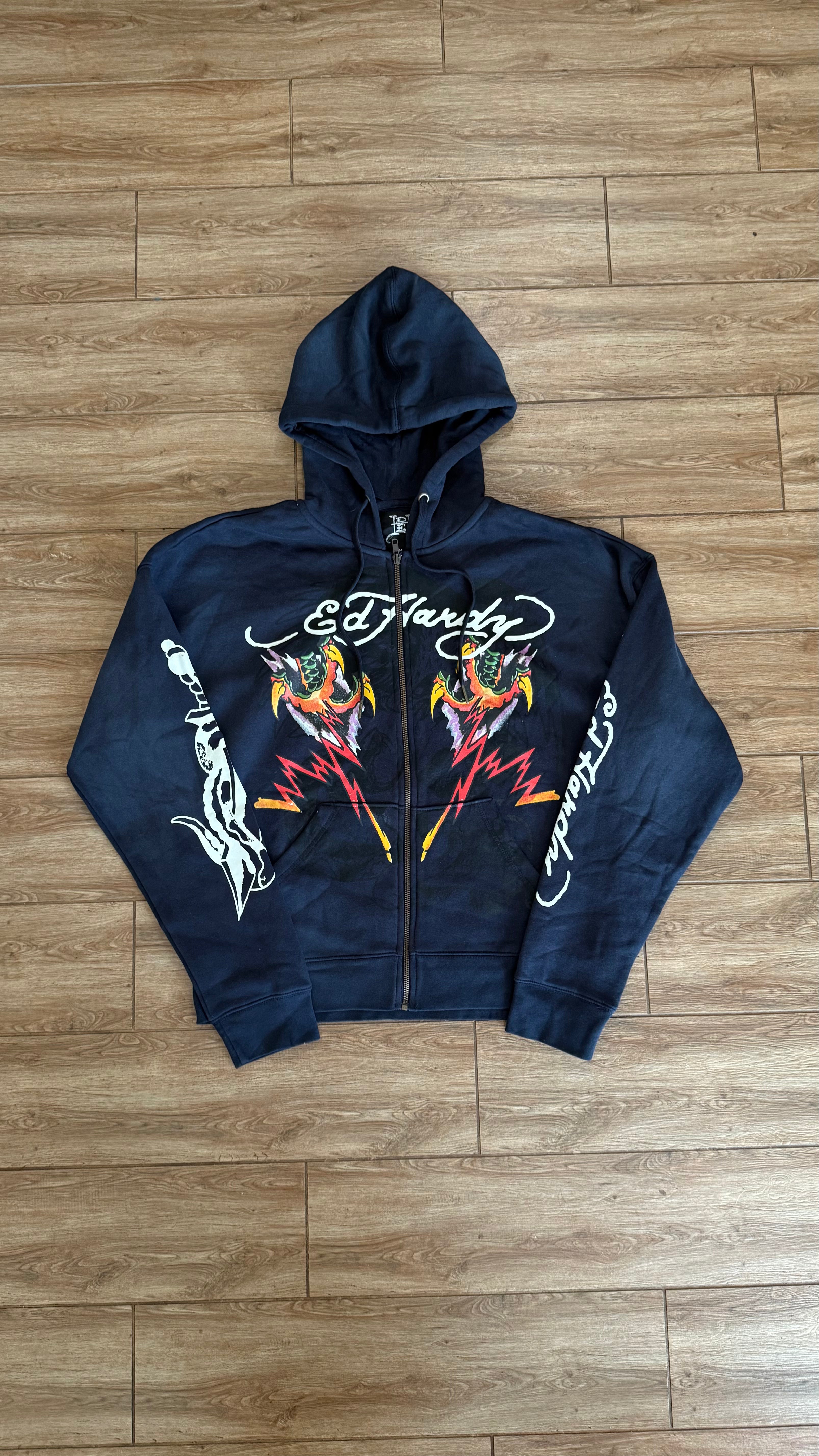 Ed Hardy Dragons Sunfade Navy Full Zip