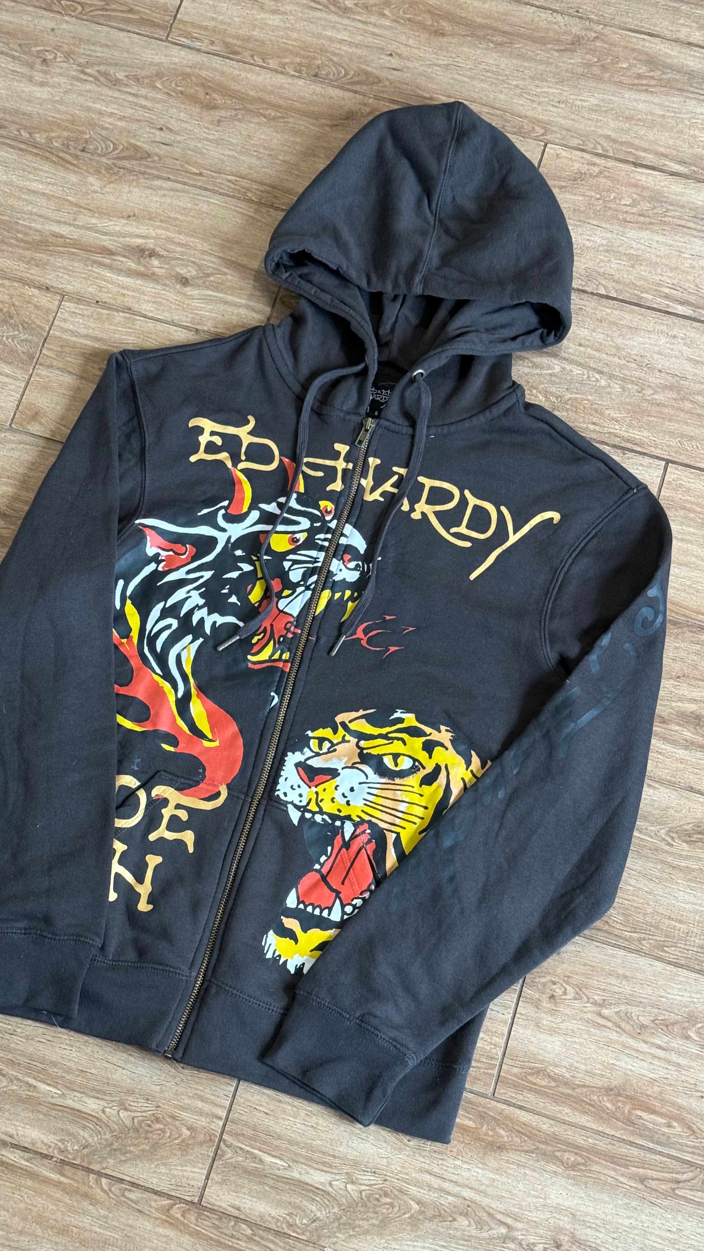 Ed Hardy Tigers Graphic Hoodie Full Zip