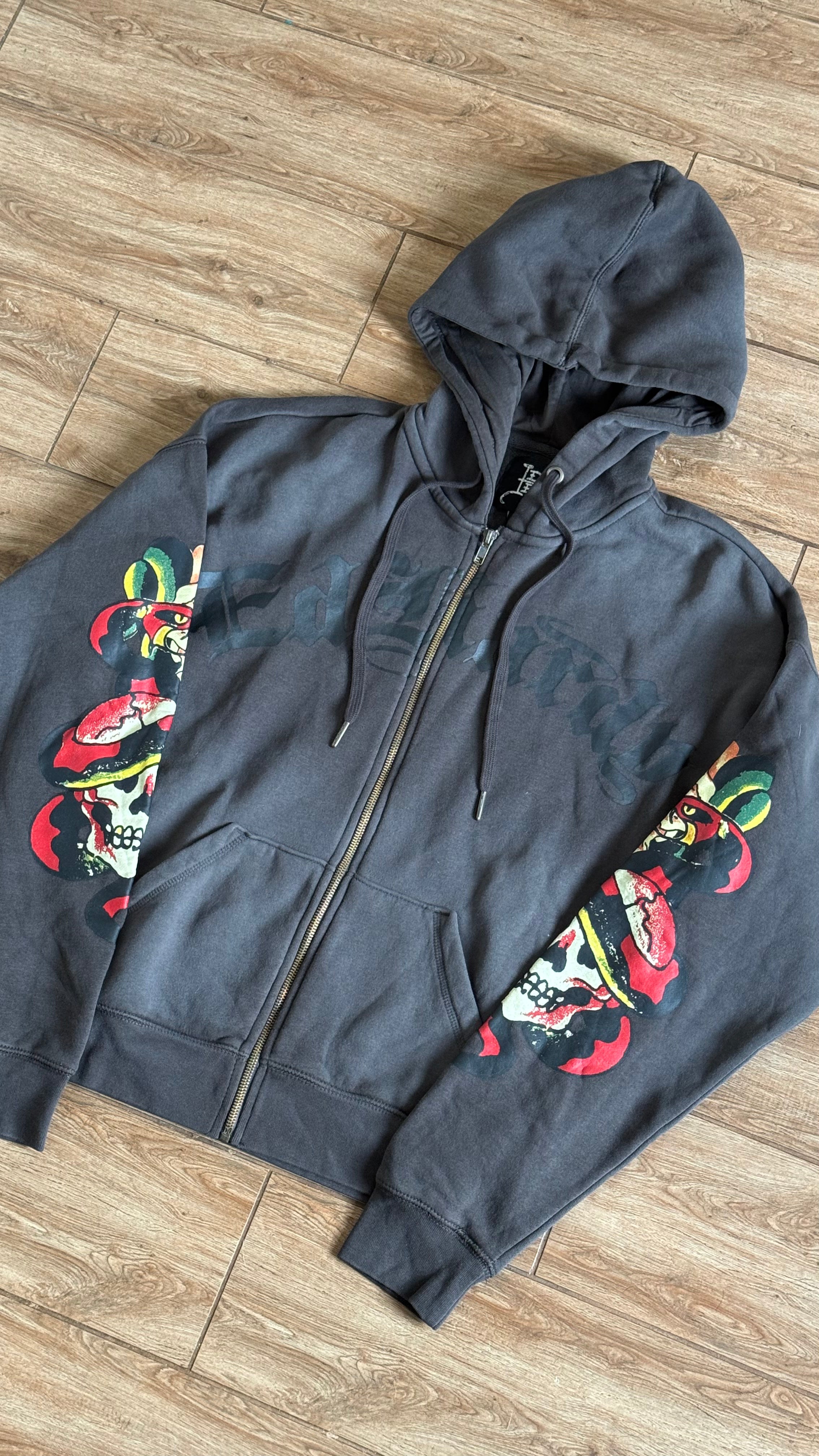 Ed Hardy Sunfade Grey Hoodie Full Zip