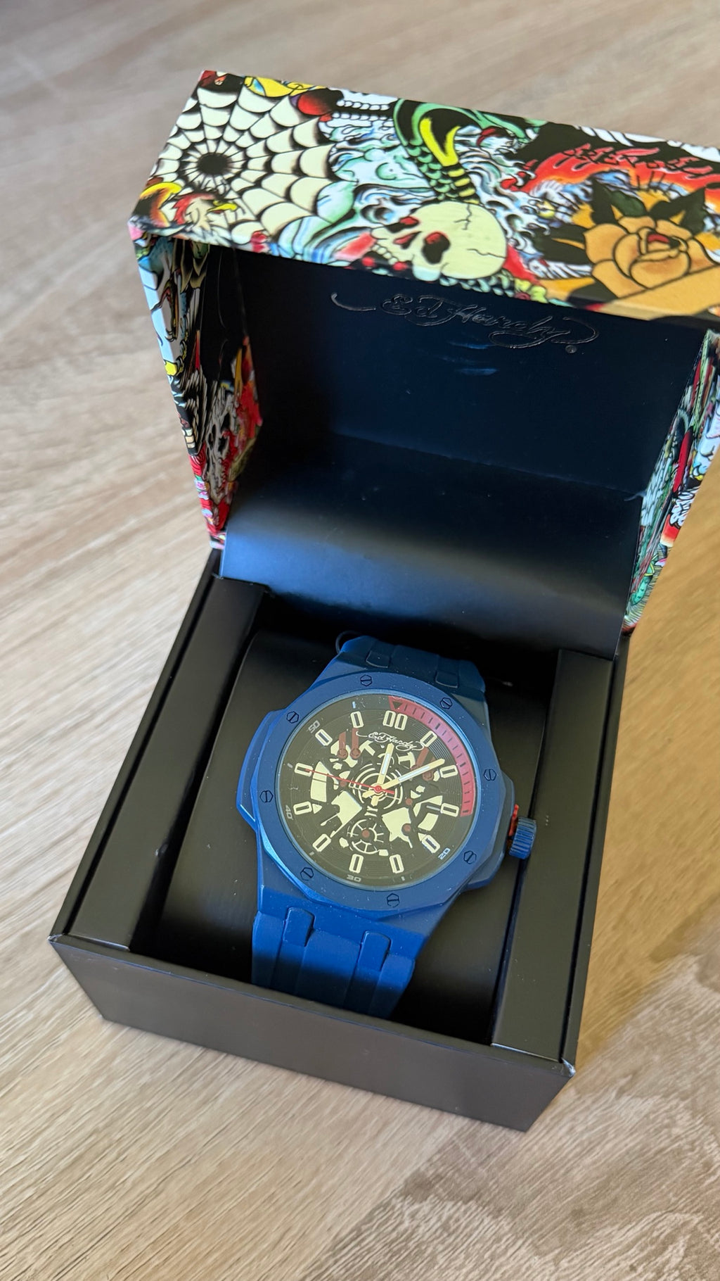 Ed Hardy Blue Camo Chronograph Silicone Watch