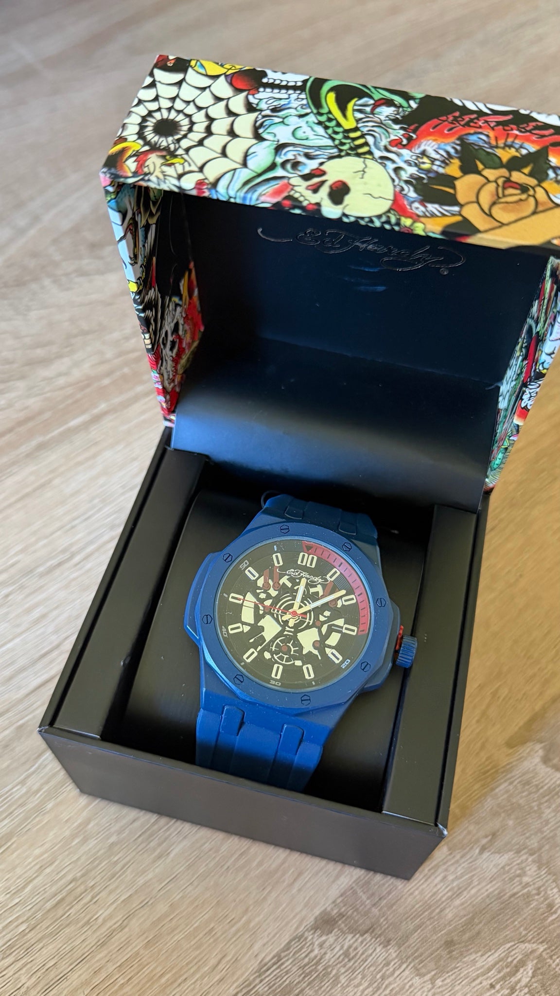 Ed Hardy Blue Camo Chronograph Silicone Watch