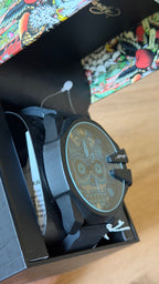 Ed Hardy Blue Skull Black Rubber Watch