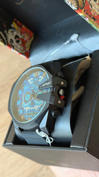 Ed Hardy Blue Skull Black Rubber Watch