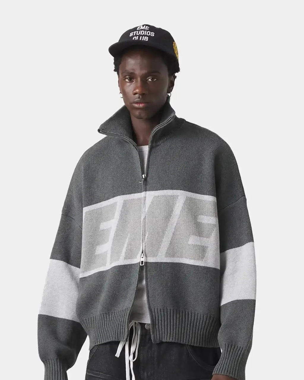 Eme Studios Thrill Grandpa Grey Zipper Knit