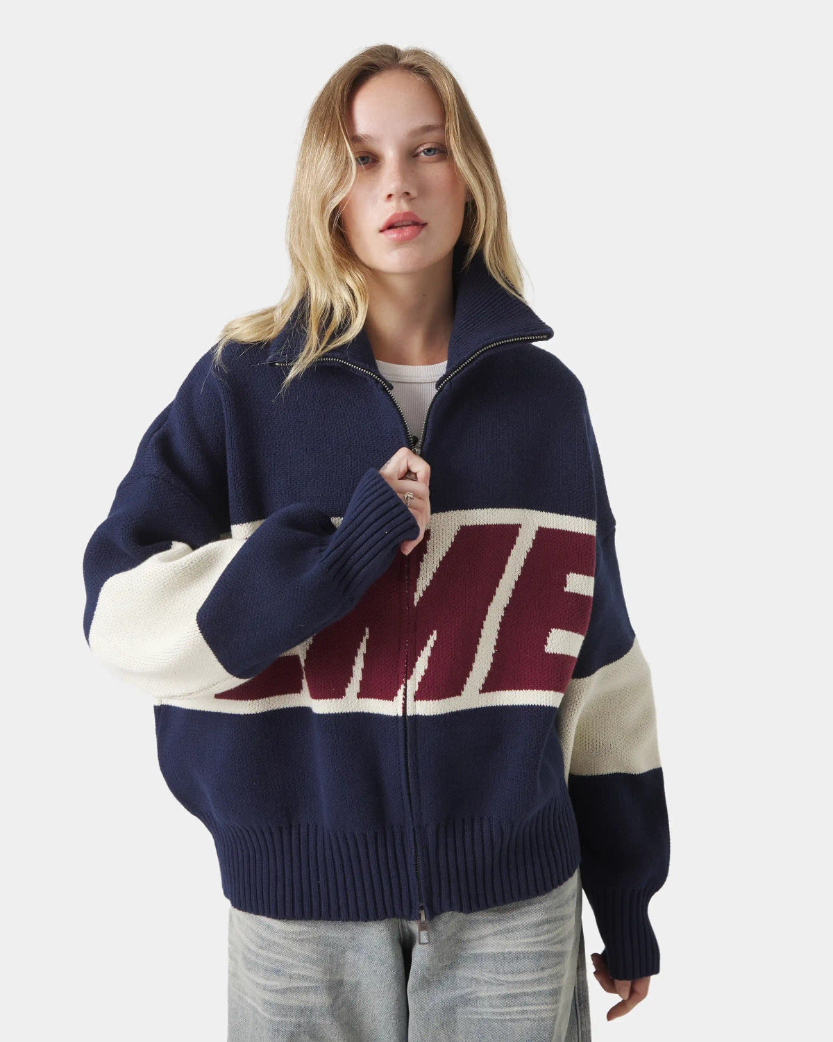 Eme Studios Thrill Navy Zipper Knit