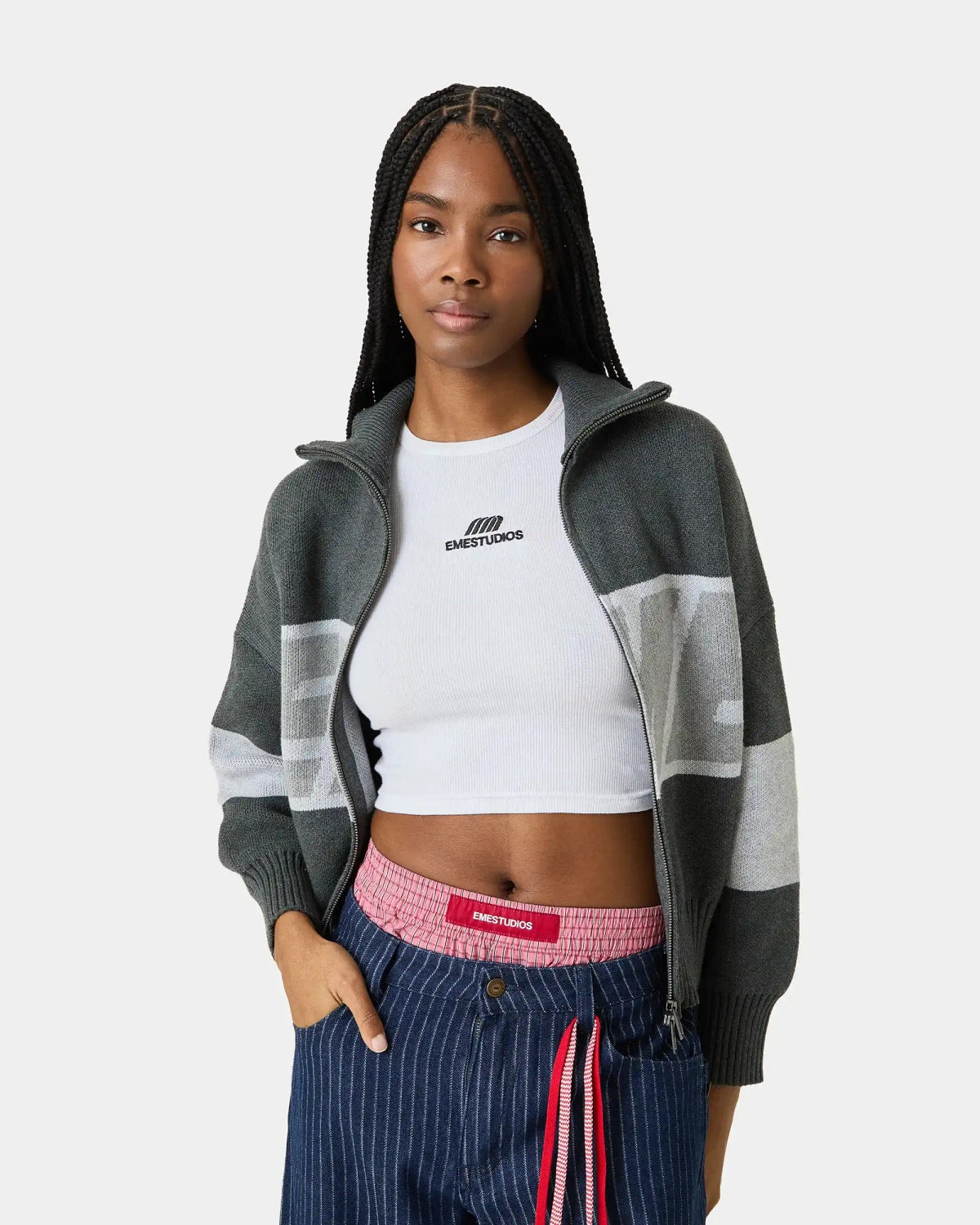 Eme Studios Thrill Grandpa Grey Zipper Knit