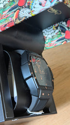Ed Hardy Black Tonneau Rose Gold Chronograph Watch