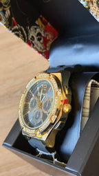 Ed Hardy Gold Crystal Bezel Chronograph Watch